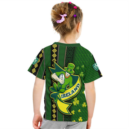 Ireland Celtic Knot Rugby T-Shirt Irish Gold and Green Pattern Graphic Tee