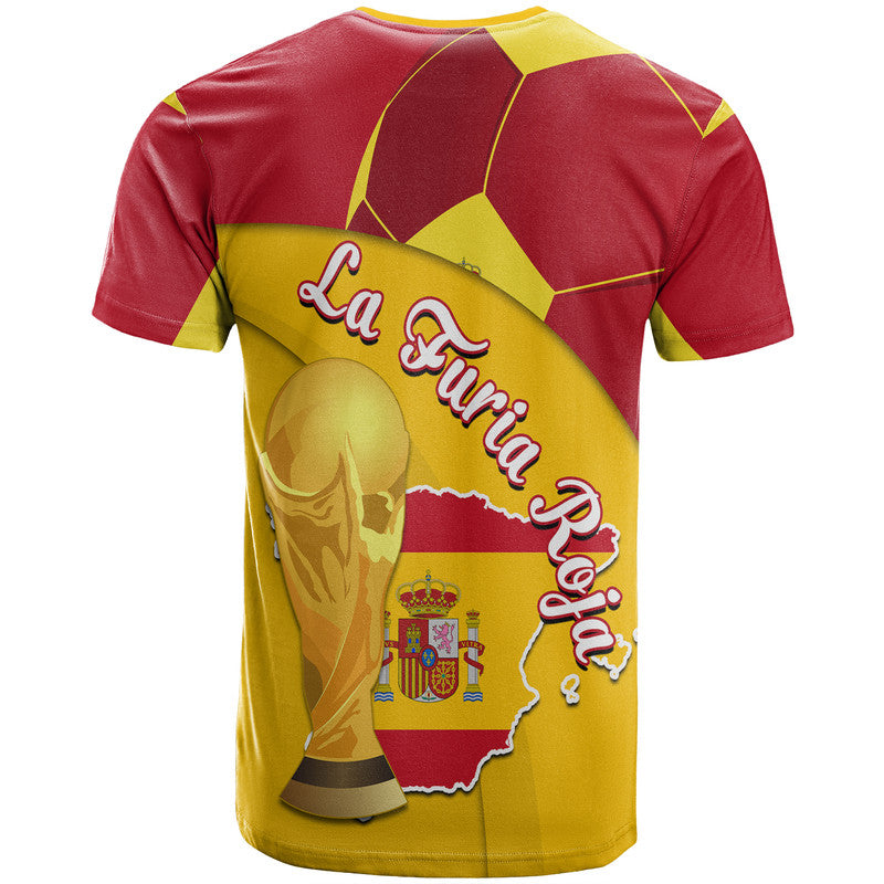 Spain Football Champions T-Shirt Spain Flag With Soccer Ball Graphic Tee