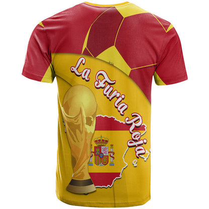 Spain Football Champions T-Shirt Spain Flag With Soccer Ball Graphic Tee