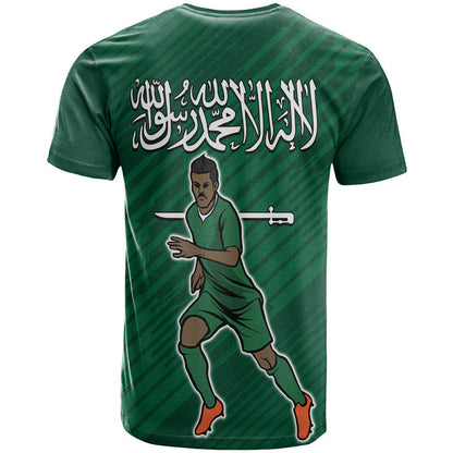 Saudi Arabia Football with Flag Background T-Shirt Graphic Tee
