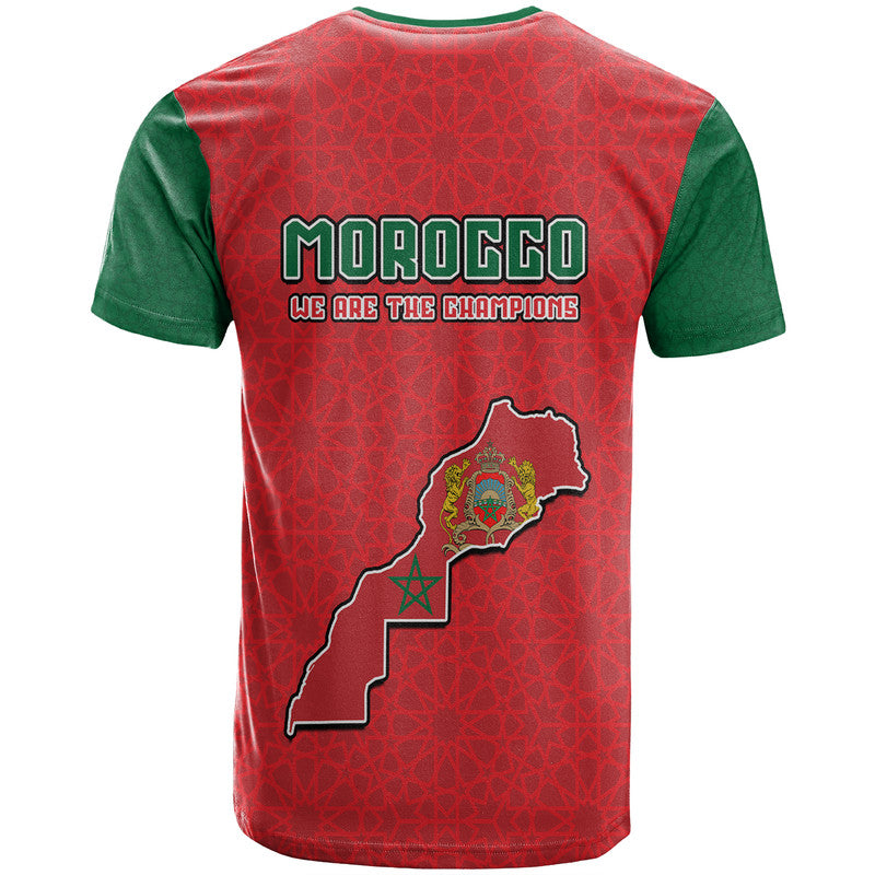 Morocco Football Mixed Flag Map Style T-Shirt Graphic Tee