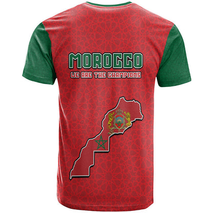 Morocco Football Mixed Flag Map Style T-Shirt Graphic Tee
