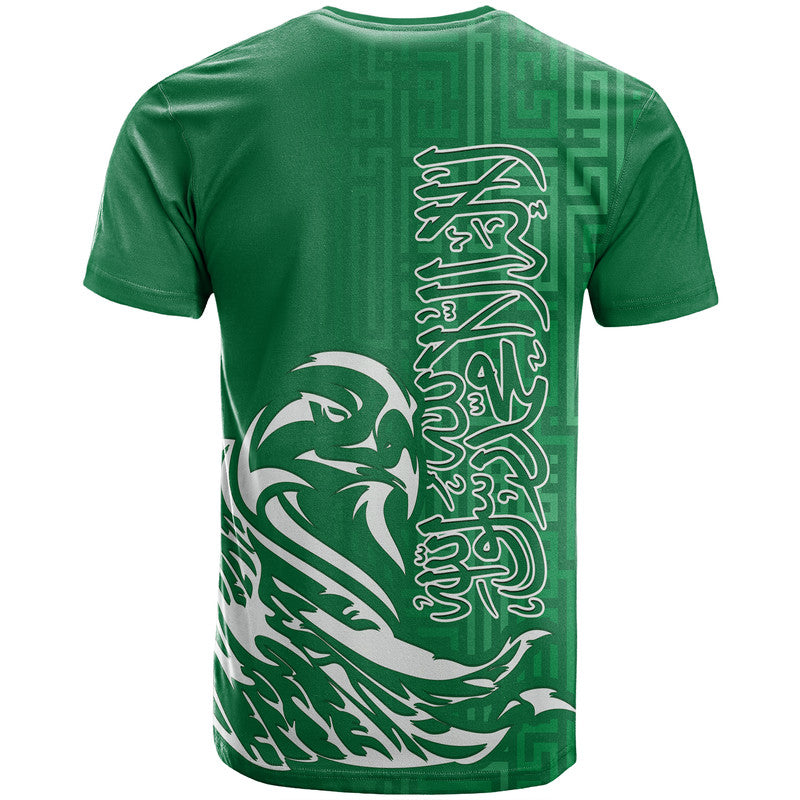 Saudi Arabia Football Falcon Bird And Arabic Text T-Shirt Graphic Tee