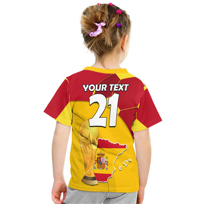 Custom Spain Football Champions T-Shirt Spain Flag With Soccer Ball Graphic Tee