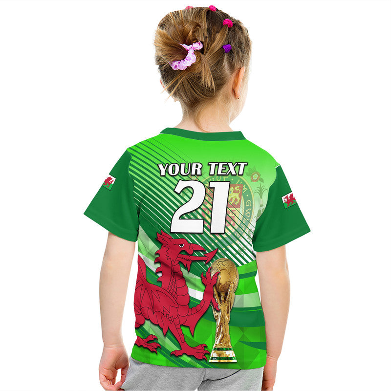 Custom Wales Football Champions Qatar 2022 Sport Style T-Shirt Green Graphic Tee