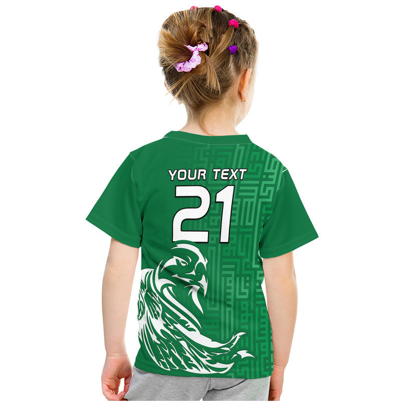 Custom Saudi Arabia Football Falcon Bird And Arabic Text T-Shirt Graphic Tee