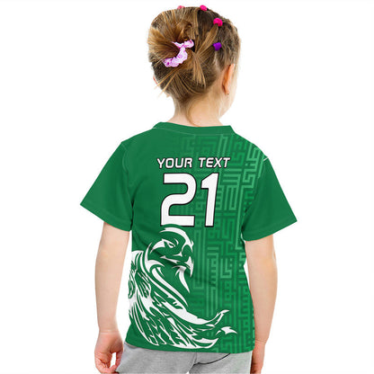 Custom Saudi Arabia Football Falcon Bird And Arabic Text T-Shirt Graphic Tee