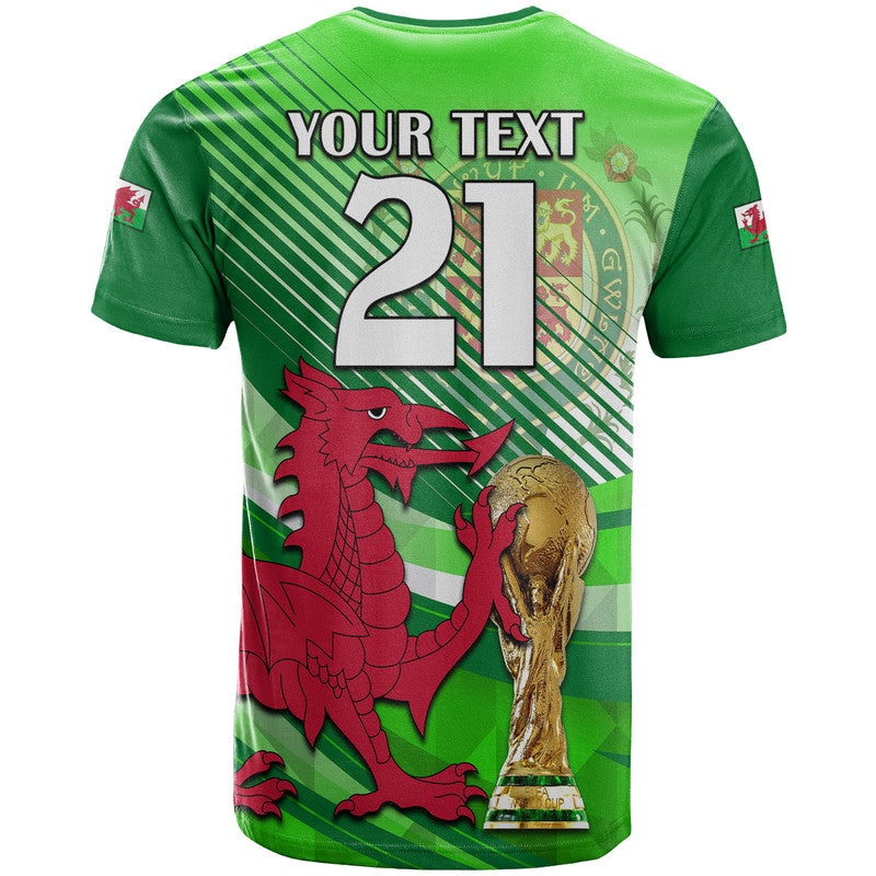 Custom Wales Football Champions Qatar 2022 Sport Style T-Shirt Green Graphic Tee