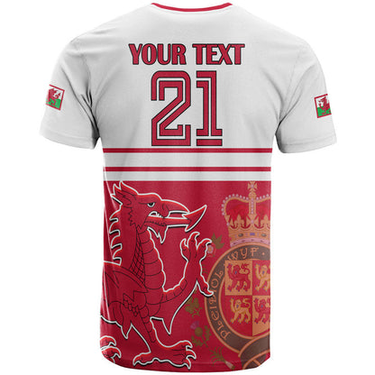 Custom Wales Football Qatar 2022 Cymru Coat of Arms Red T-Shirt Graphic Tee