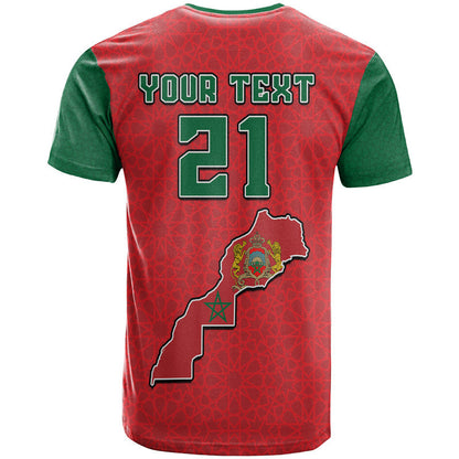 Custom Morocco Football Mixed Flag Map Style T-Shirt Graphic Tee