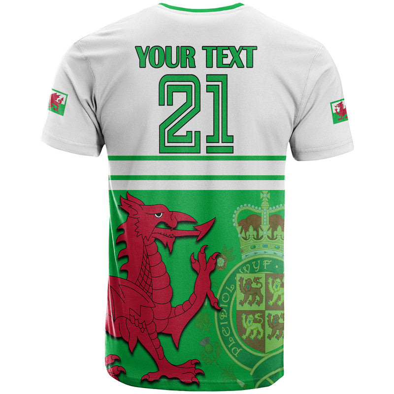Custom Wales Football Qatar 2022 T-Shirt Cymru Coat of Arms Graphic Tee