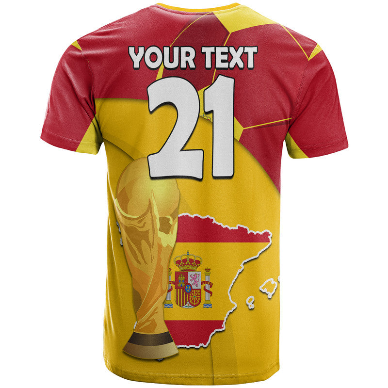 Custom Spain Football Champions T-Shirt Spain Flag With Soccer Ball Graphic Tee