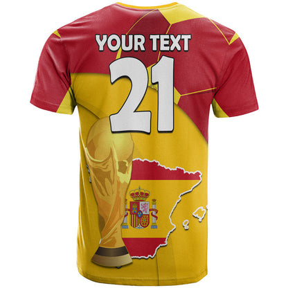 Custom Spain Football Champions T-Shirt Spain Flag With Soccer Ball Graphic Tee