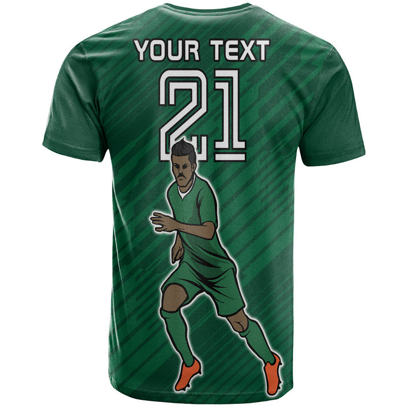 Custom Saudi Arabia Football with Flag Background T-Shirt Graphic Tee