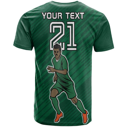 Custom Saudi Arabia Football with Flag Background T-Shirt Graphic Tee