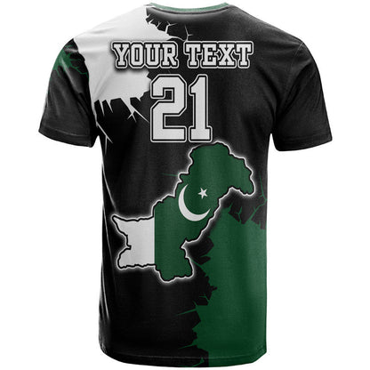 Custom Pakistan Men in Green Cricket Team T-Shirt Pakistan Player Flag Style Graphic Tee