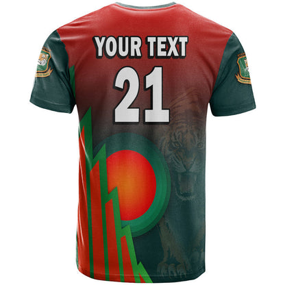 Custom Bangladesh Bangla Tigers Cricket T-Shirt Tigers and Bangladesh Flag Graphic Tee
