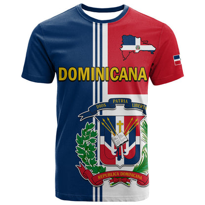 Custom Dominican Republic T-Shirt Coat Of Arms And Flag Map Graphic Tee