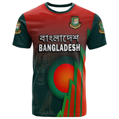 Custom Bangladesh Bangla Tigers Cricket T-Shirt Tigers and Bangladesh Flag Graphic Tee