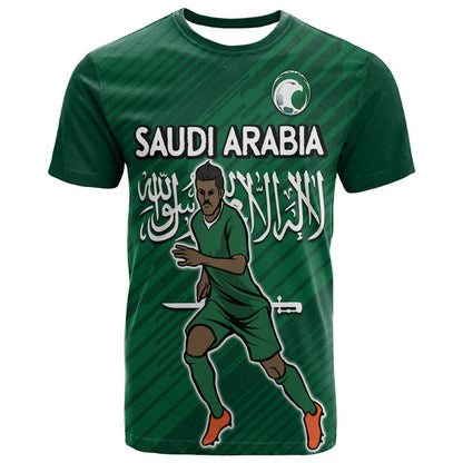 Saudi Arabia Football with Flag Background T-Shirt Graphic Tee