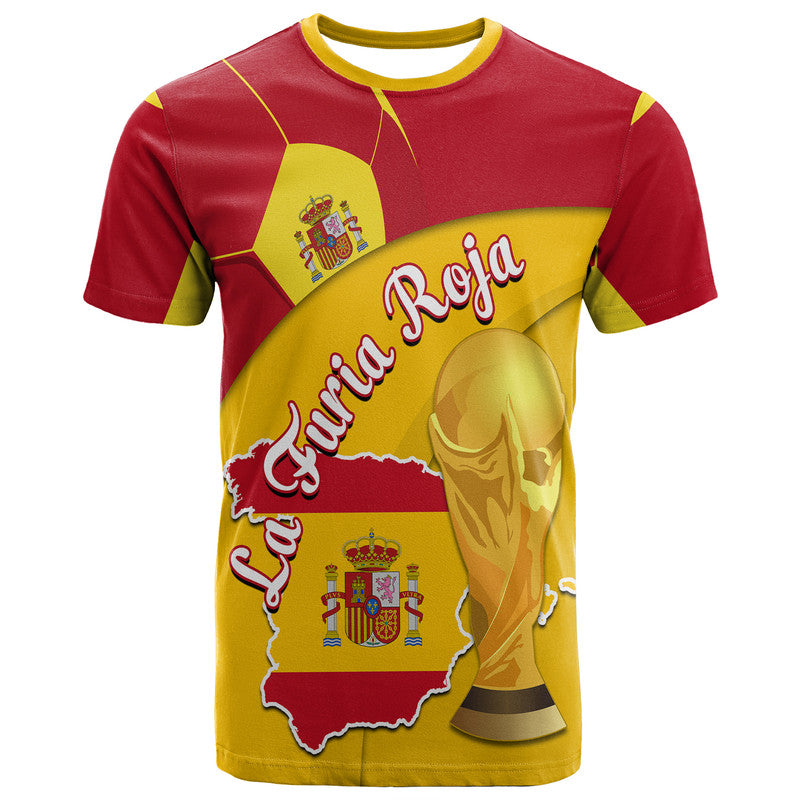 Custom Spain Football Champions T-Shirt Spain Flag With Soccer Ball Graphic Tee