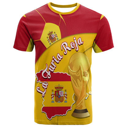 Custom Spain Football Champions T-Shirt Spain Flag With Soccer Ball Graphic Tee