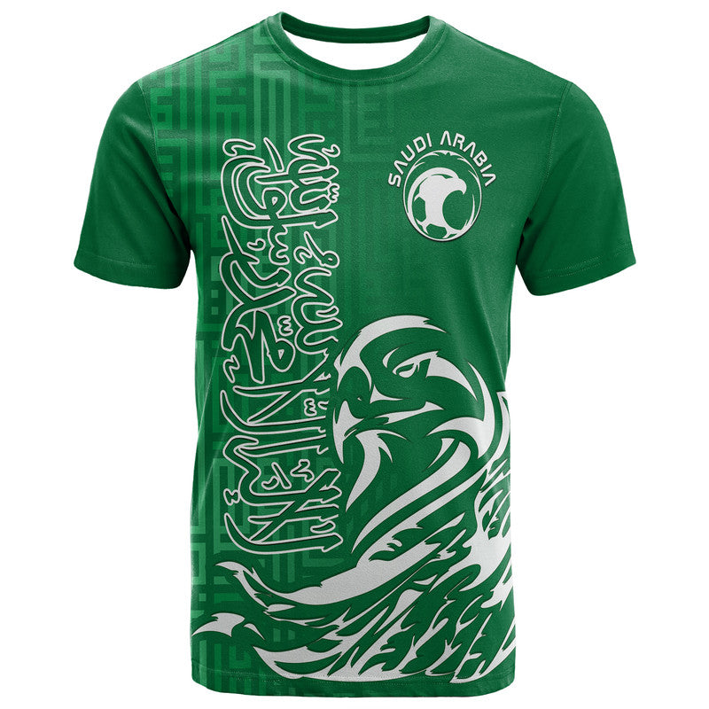 Saudi Arabia Football Falcon Bird And Arabic Text T-Shirt Graphic Tee