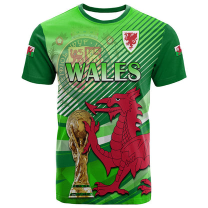 Custom Wales Football Champions Qatar 2022 Sport Style T-Shirt Green Graphic Tee