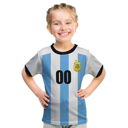 Custom Argentina Home T-Shirt Mens World Cup Soccer Jersey Graphic Tee