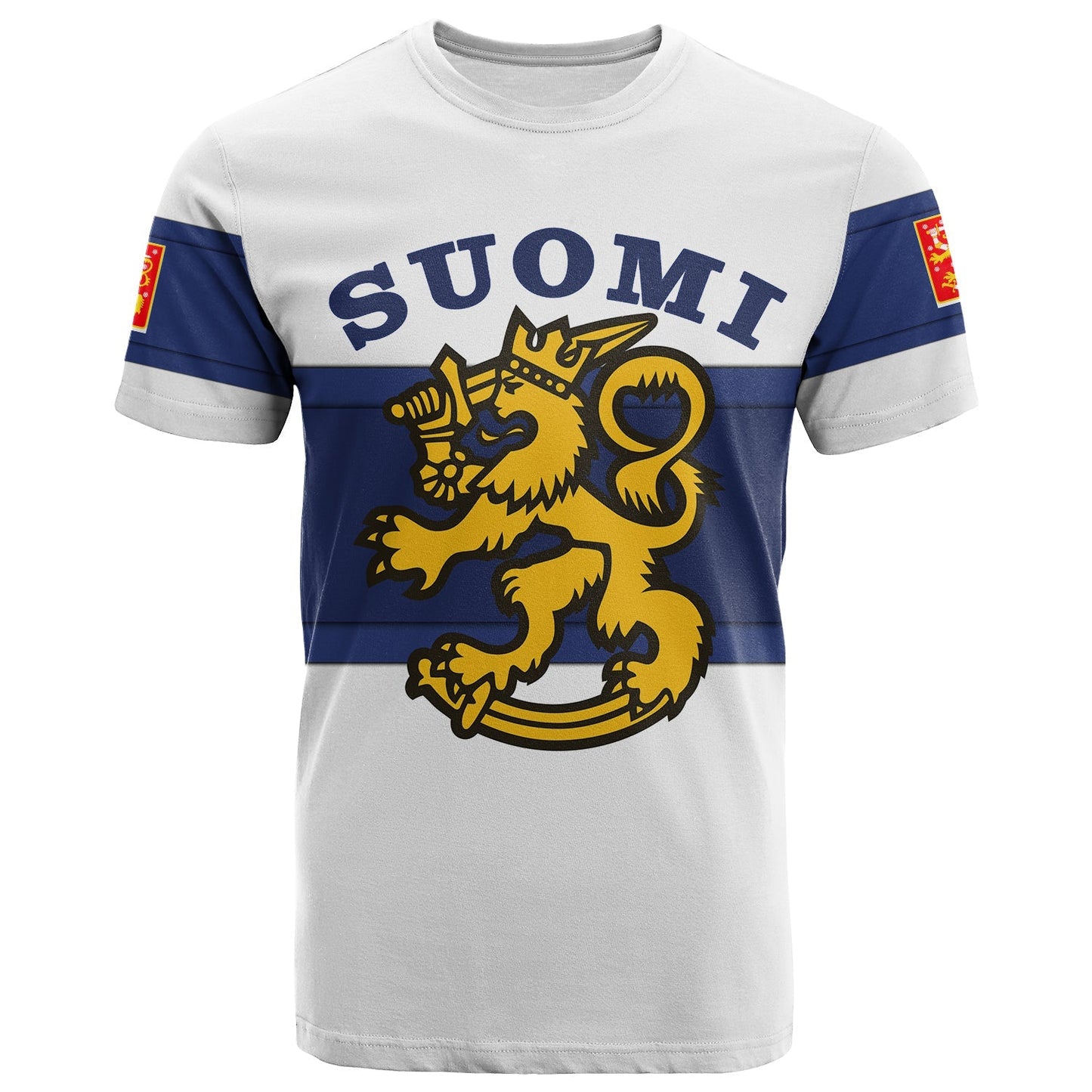 Custom Finland Hockey Suomi T-Shirt White Graphic Tee