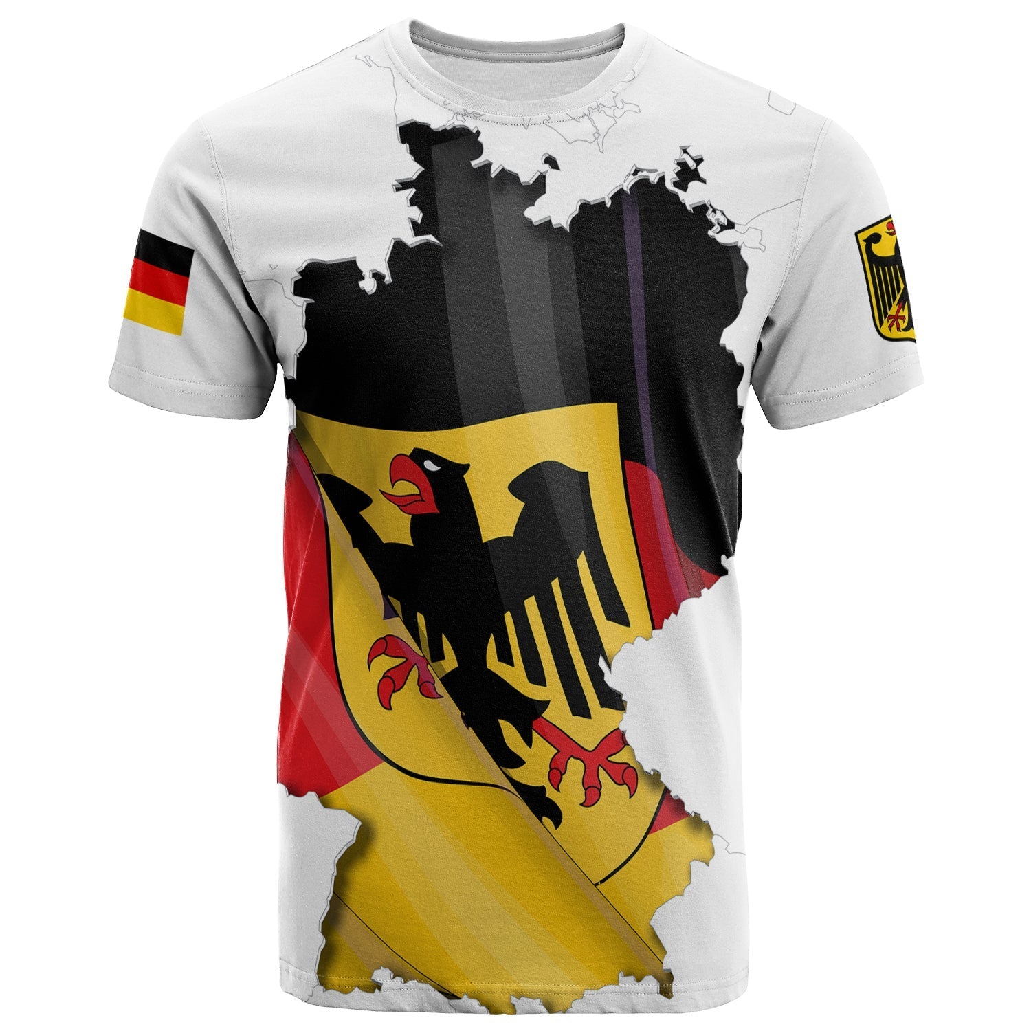 Custom Germany T-Shirt Grunge Deutschland Map and Coat Of Arms Graphic Tee