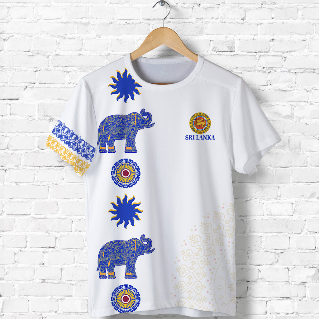 Sri Lanka T-Shirt Traditional Pattern and Elephants Graphic Tee