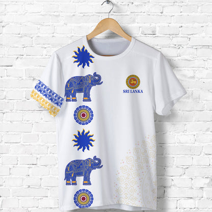 Sri Lanka T-Shirt Traditional Pattern and Elephants Graphic Tee