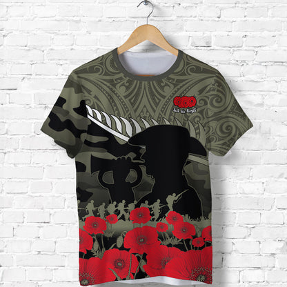 Custom New Zealand ANZAC 2022 T-Shirt Maori Camouflage Graphic Tee