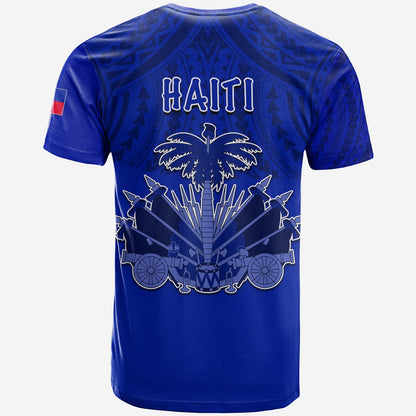 Haiti T-Shirt Polynesian Neg Maron Custom Blue Style Graphic Tee