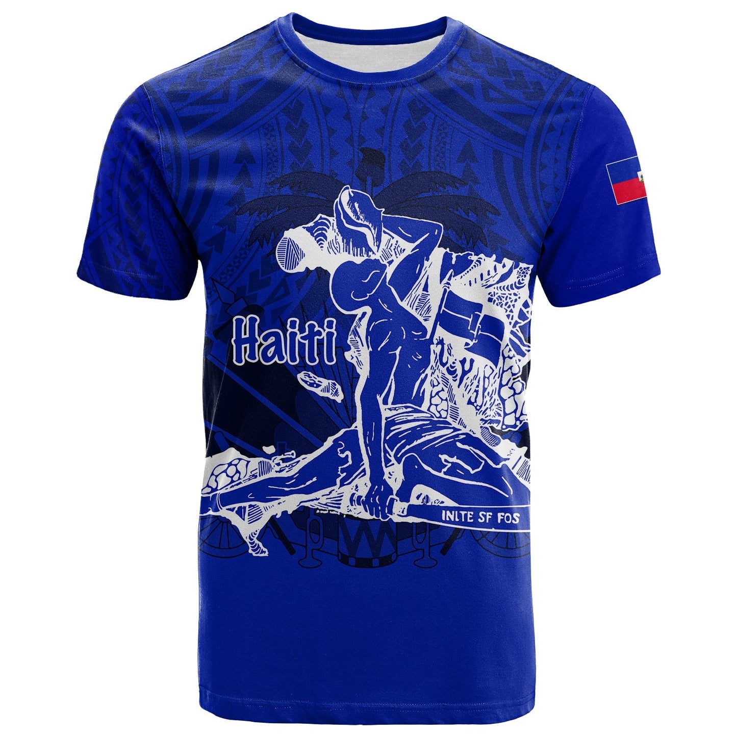Haiti T-Shirt Polynesian Neg Maron Custom Blue Style Graphic Tee