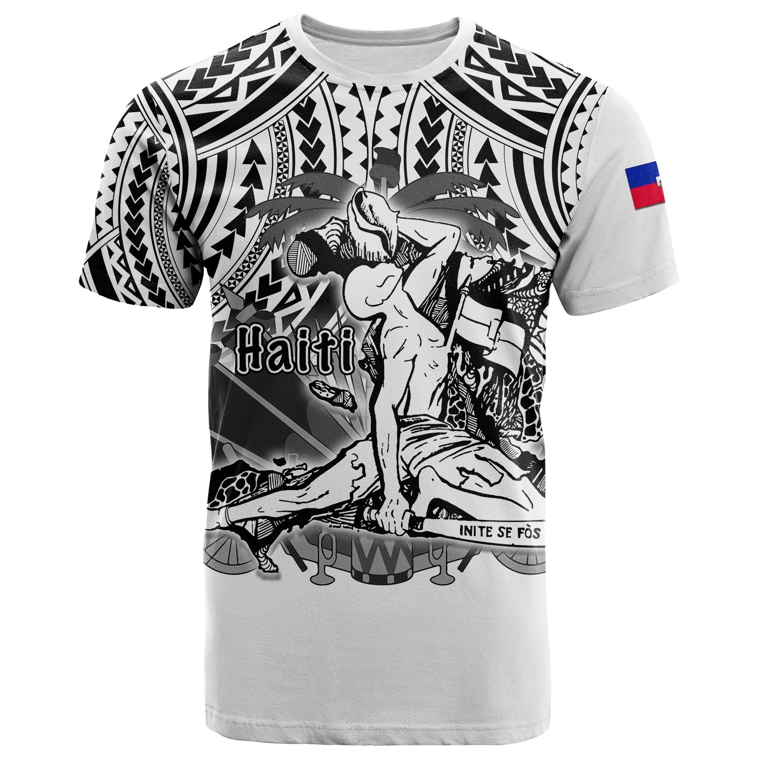 Haiti T-Shirt Polynesian Neg Maron Custom White Style Graphic Tee