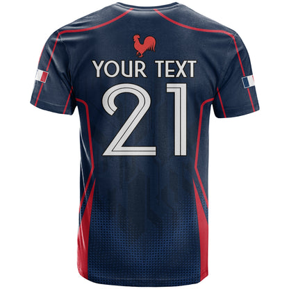 Custom France Rugby T-Shirt Allez Les Bleus Go World Cup Graphic Tee