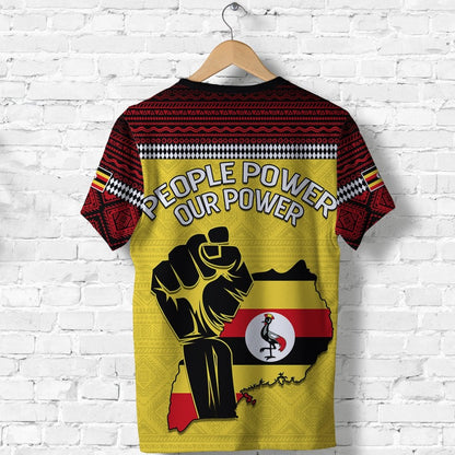 Custom Uganda T-Shirt African Pattern People Power Our Power Graphic Tee