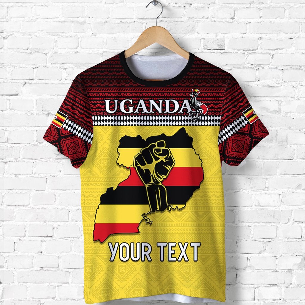 Custom Uganda T-Shirt African Pattern People Power Our Power Graphic Tee