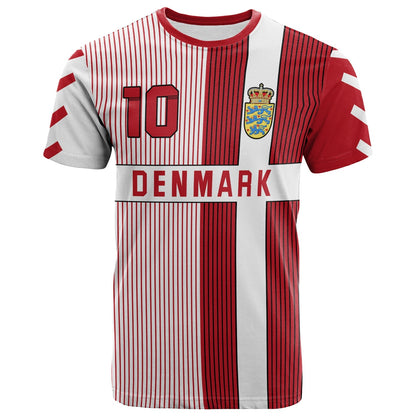 Custom Denmark Football T-Shirt Come On Denmark Custom Text And Number Graphic Tee
