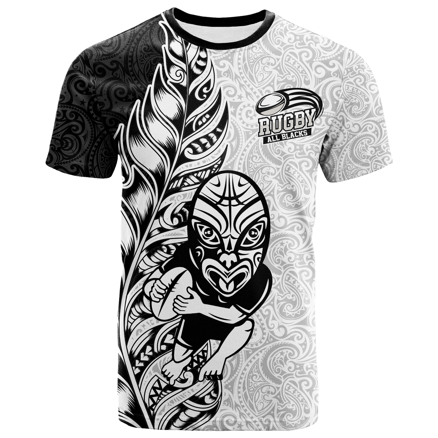 New Zealand Maori All Black Rugby T-Shirt Graphic Tee