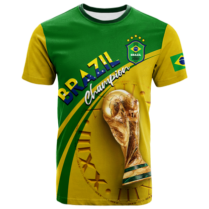 Custom Brazil T-Shirt Football 2022 Graphic Tee