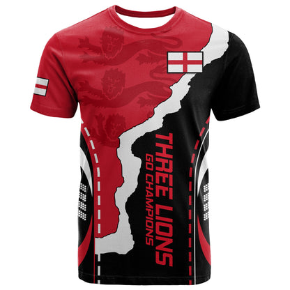 England T-Shirt The Three Lions Football Go Champions Red Graphic Tee