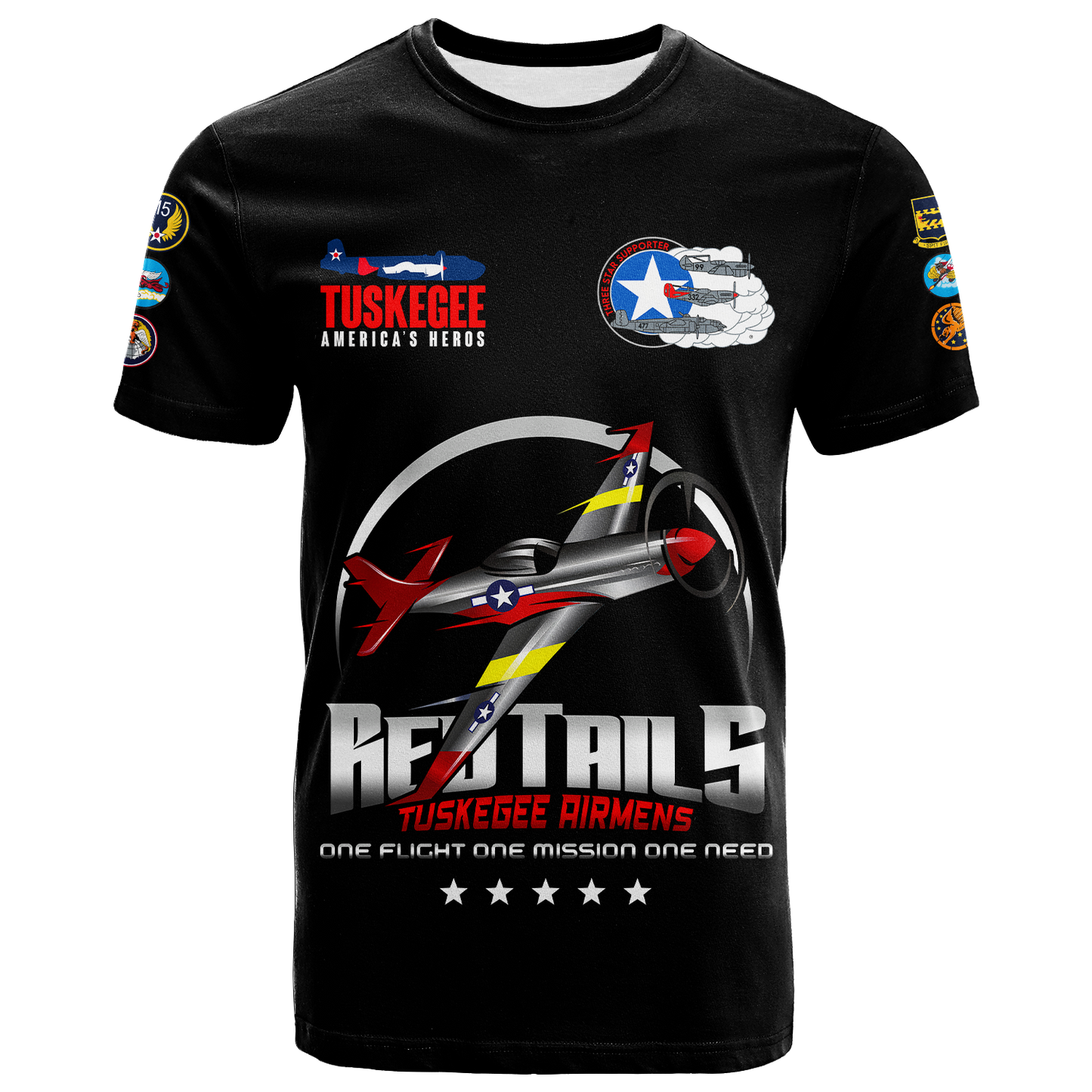 Custom Tuskegee Airmens Red Tails African American Heros T-Shirt Graphic Tee
