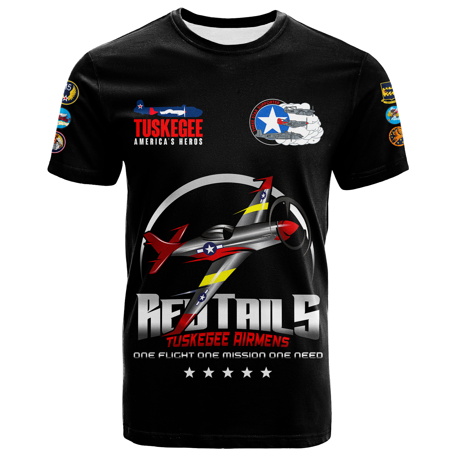 Custom Tuskegee Airmens Red Tails African American Heros T-Shirt Graphic Tee