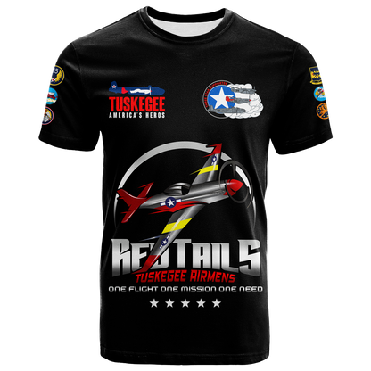 Custom Tuskegee Airmens Red Tails African American Heros T-Shirt Graphic Tee