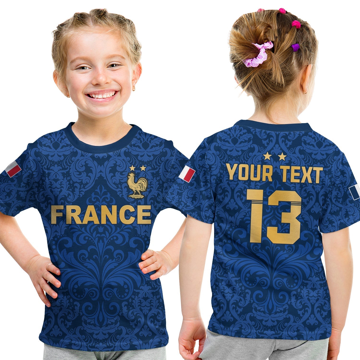 Custom France Football T-Shirt Elegant Lily World Cup Les Bleus Le Champion Graphic Tee