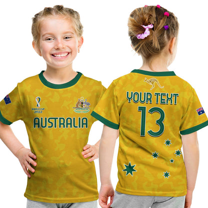 Custom Australia Soccer T-Shirt World Cup Football 2022 Socceroos with Kangaroos Graphic Tee