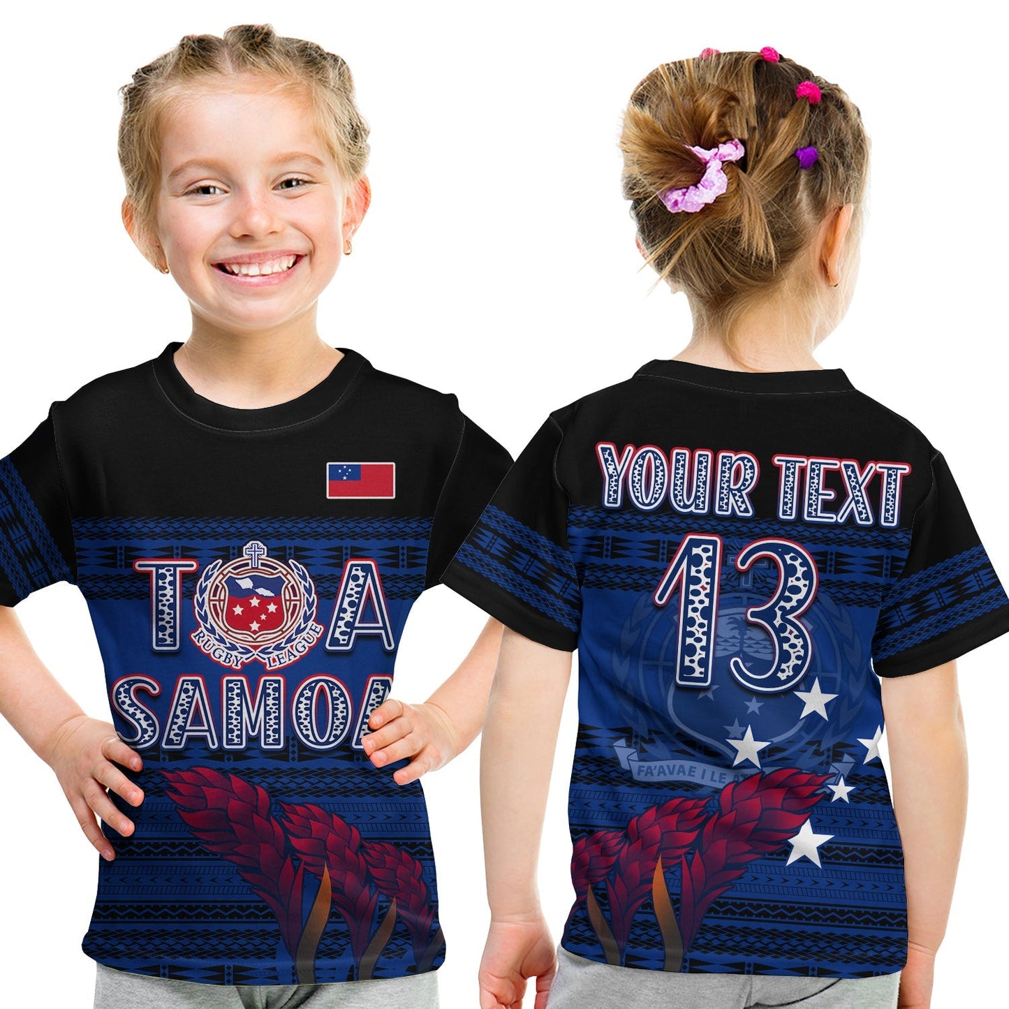 Custom Toa Samoa Rugby T-Shirt Uso Aso Uma Go Champions Blue Graphic Tee